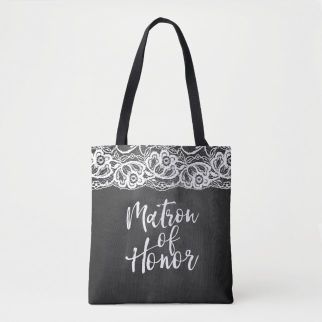Tote Bag Chalkboard Lace matron d'honneur (Devant)