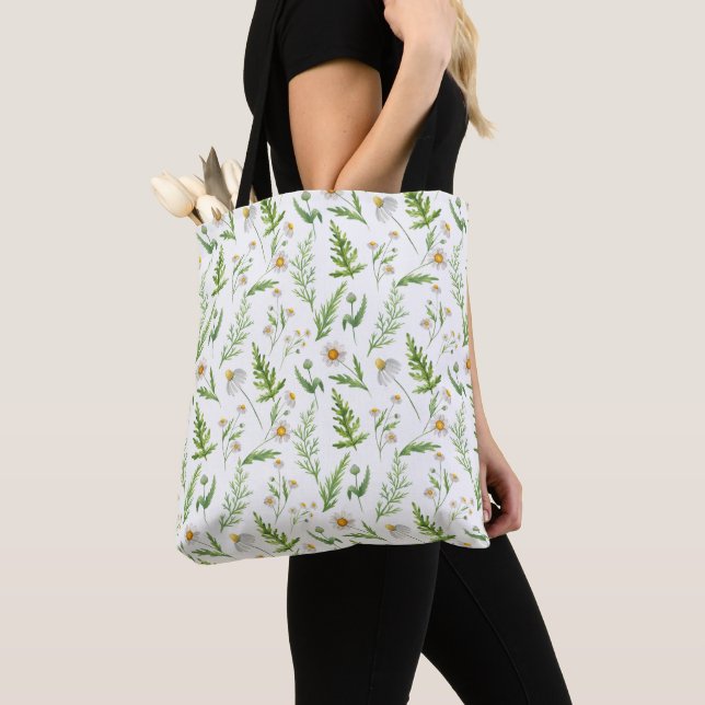 Tote Bag Chamomile Fleur Botanique Rustique Motif (De près)