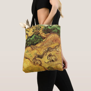 Tote Bag Champ avec deux lapins par Vincent van Gogh