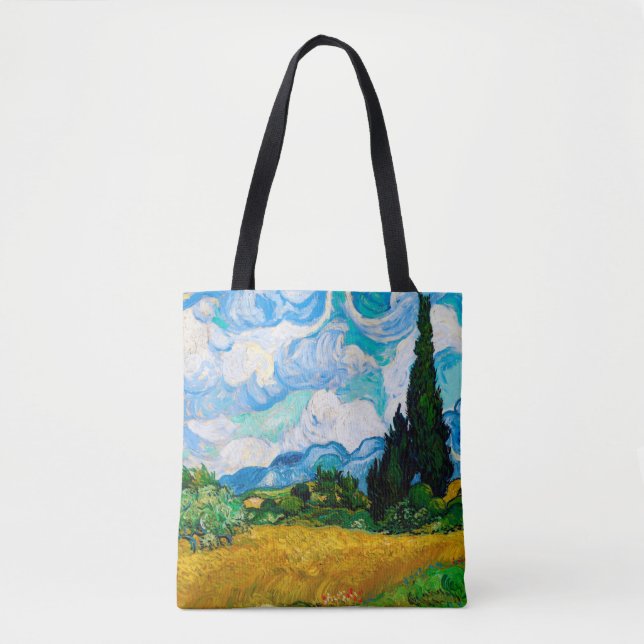 Tote Bag Champ de blé avec Cyprès, Van Gogh (Devant)