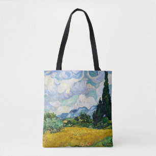 Tote Bag Champ de blé Van Gogh avec Cyprès. Impressionnisme