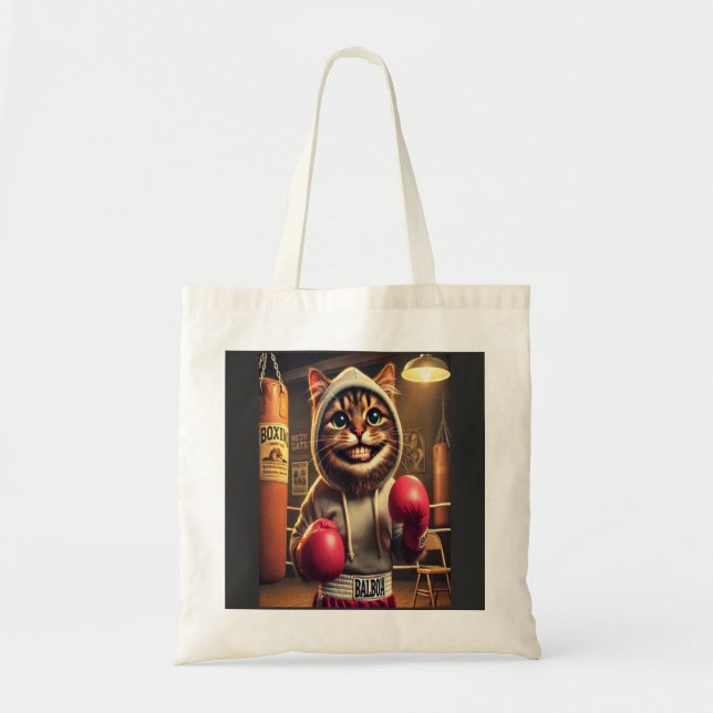 Tote Bag Champ de boxe ? - Chat avec gants de boxe (Devant)