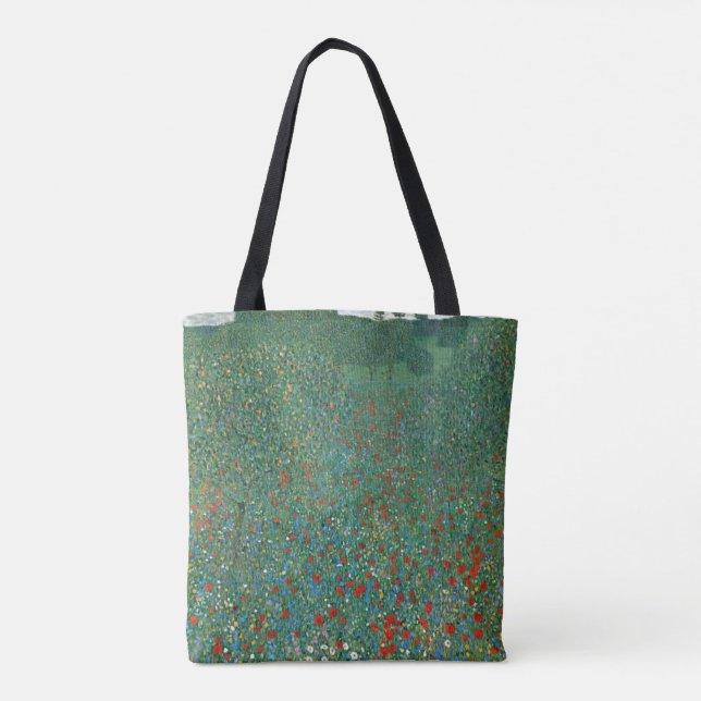 Tote Bag Champ de pavot par Gustav Klimt, Art Nouveau Vinta (Dos)