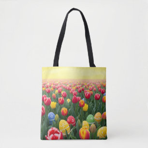 Tote Bag Champ dynamique de la tulipe de Pâques