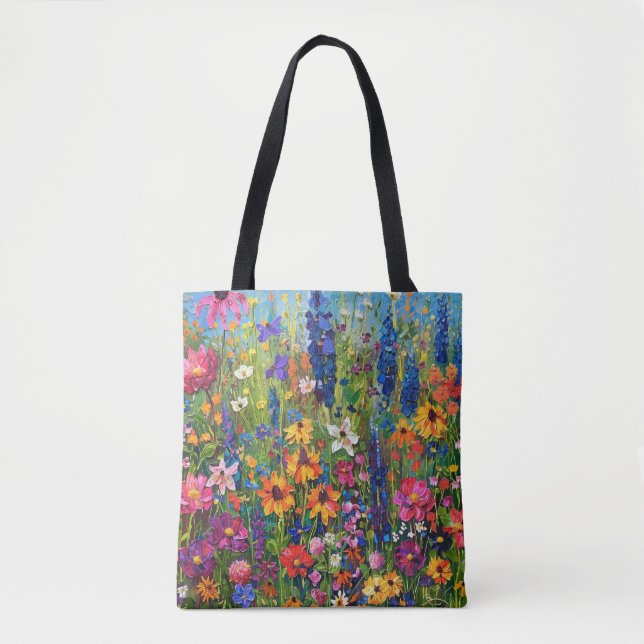 Tote Bag Champ fleur sauvage Peinture acrylique (Devant)