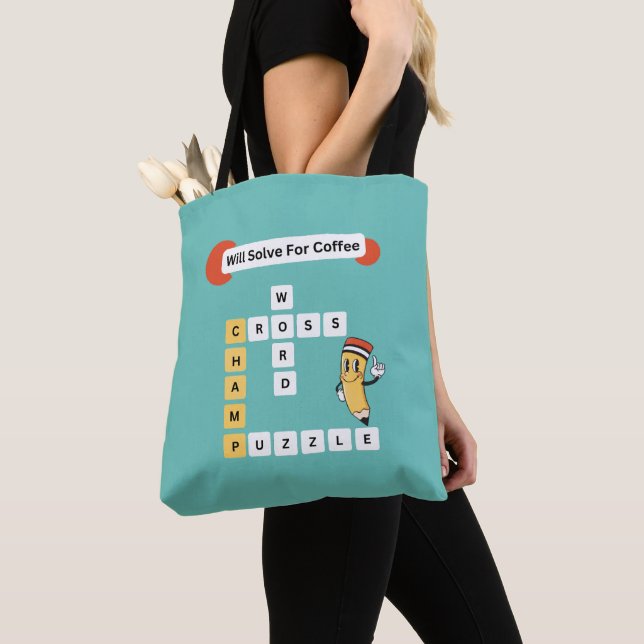 Tote Bag Champ Mot De Crossword : Will Solve For Coffee (De près)