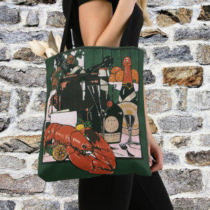 Tote Bag Champagne au homard vintage ; Fête élégante