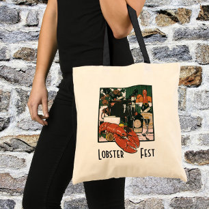 Tote Bag Champagne au homard vintage, fête élégante et chic