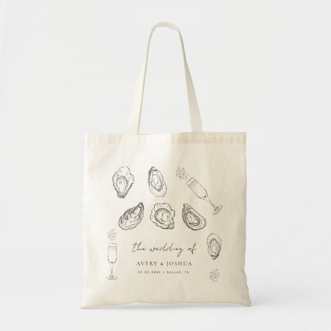 Tote Bag Champagne et huîtres Rôtis Mariage Favoriser (Devant)