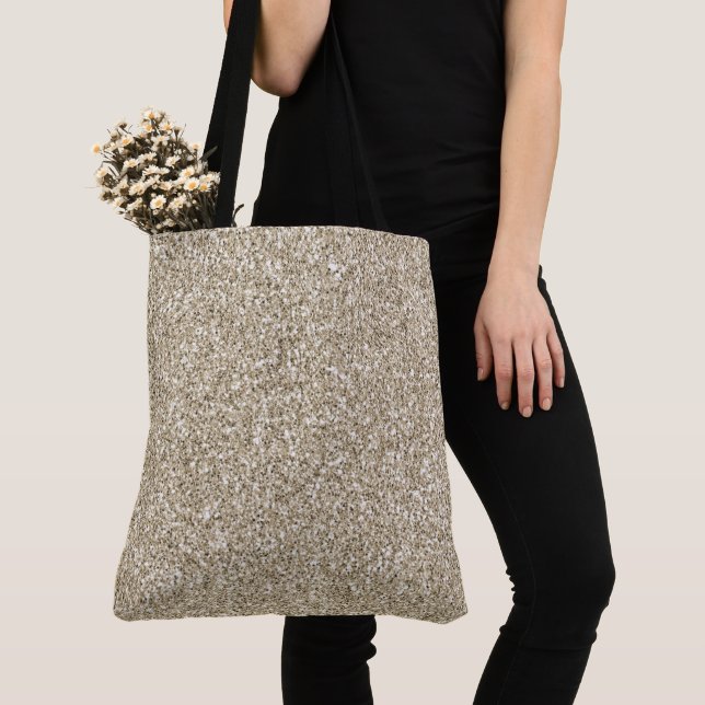 Tote Bag Champagne Gold Glitzy Parties scintillant (De près)