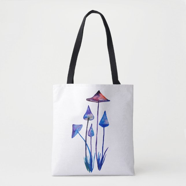 Tote Bag Champignons Aquarelle Art Insigne rond (Devant)