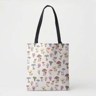 Tote Bag Champignons colorés Doodle Motif