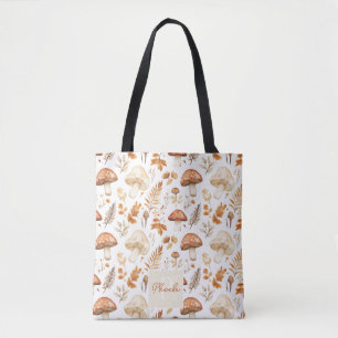 Tote Bag Champignons et Feuilles personnalisés mignons tomb
