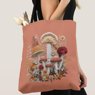 Tote Bag Champignons et Fleurs sauvages