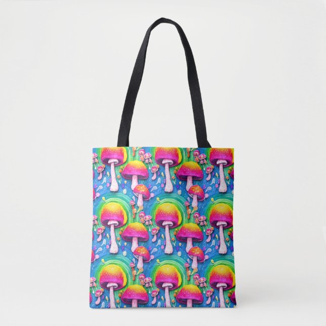 Tote Bag Champignons mignons colorés Motif sans joint (Devant)