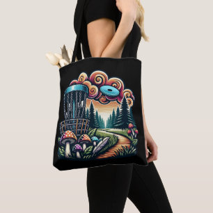 Tote Bag Champignons rétro et terrain de golf Disc Ai Art