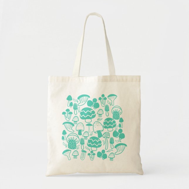 Tote Bag Champignons Turquoises (Devant)