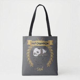 Tote Bag Champion de Sieste Panda Drôle Personnalisable
