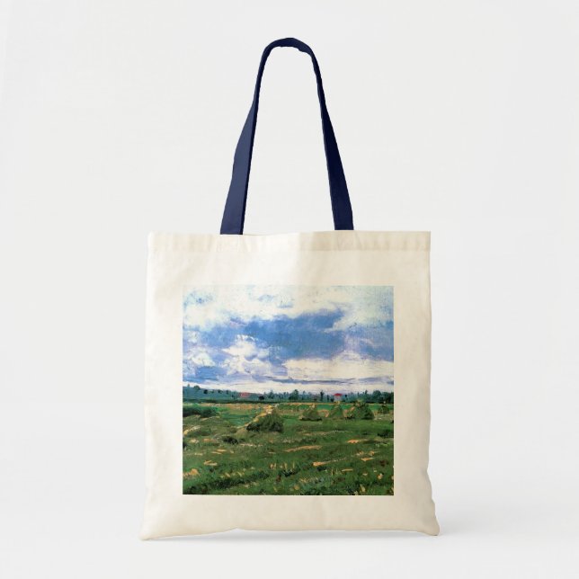 Tote Bag Champs de blé avec Haystaches par Vincent van Gogh (Devant)