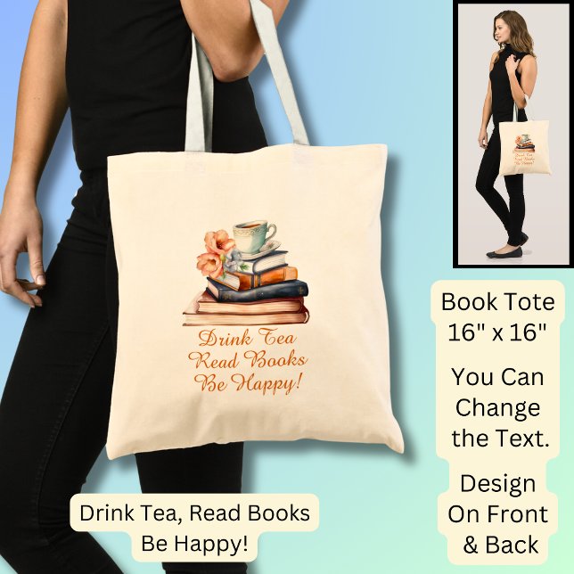 Tote Bag Changer Le Texte, Boire Du Thé Lire Les Livres Êtr (Créateur téléchargé)