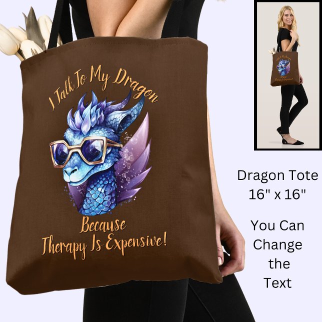 Tote Bag Changer le texte, je parle Ma thérapie dragon est  (Créateur téléchargé)