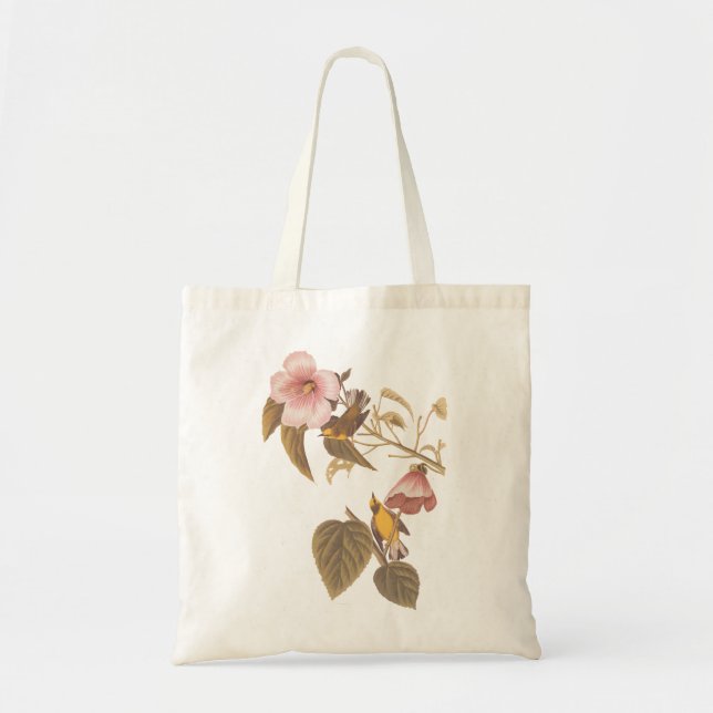 Tote Bag Chanson d'Audubon sur la Paruline jaune ailée bleu (Devant)