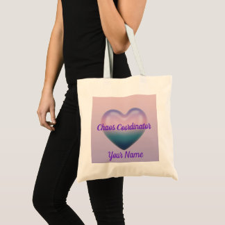 Tote Bag Chaos Coordinator MAMA Heart Floral Purple