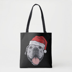 Tote Bag Chapeau de Père Noël Pitbull Noël Xmas Animalerie