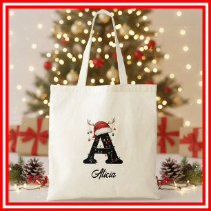Tote Bag Chapeau de Santa en bois de cerf de Noël de famill