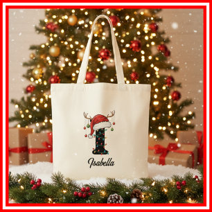 Tote Bag Chapeau de Santa en bois de cerf de Noël de famill