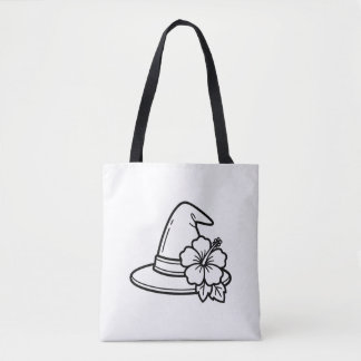 Tote Bag Chapeau de Sorcière d'Été à Colorier Fleur Tropica