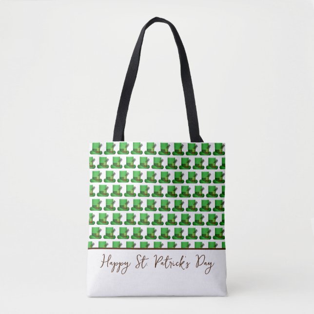 Tote Bag Chapeaux Verts Tendance Motif Jour de la Saint-Pat (Devant)