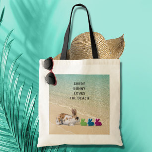 Tote Bag Chaque Bunny Aime La Plage Pâques Tropicales