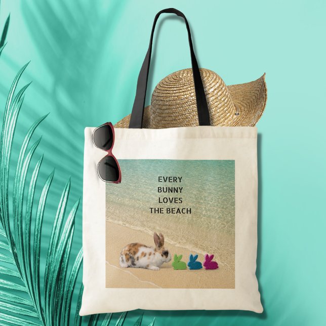Tote Bag Chaque Bunny Aime La Plage Pâques Tropicales (Créateur téléchargé)