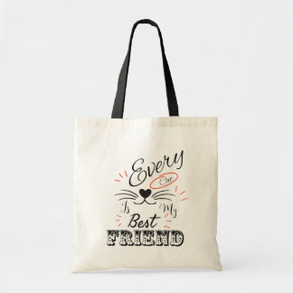 Tote Bag Chaque chat est mon meilleur ami – Chat minimal mi