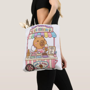 Tote Bag Chariot de Glace Pastel Mignon Capybara Kawaii Per