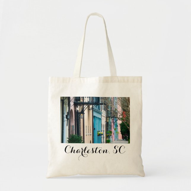 Tote Bag Charleston Caroline du Sud Rainbow Row Maisons Fou (Devant)