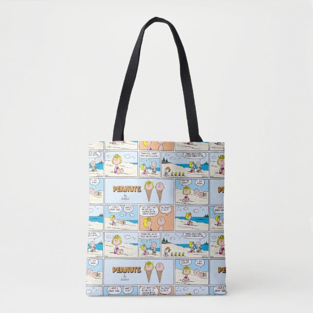 Tote Bag Charlie Brown & Glace Sally À La Plage (Devant)