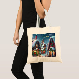 Tote Bag Charmant village de Noël enneigé sur mesure