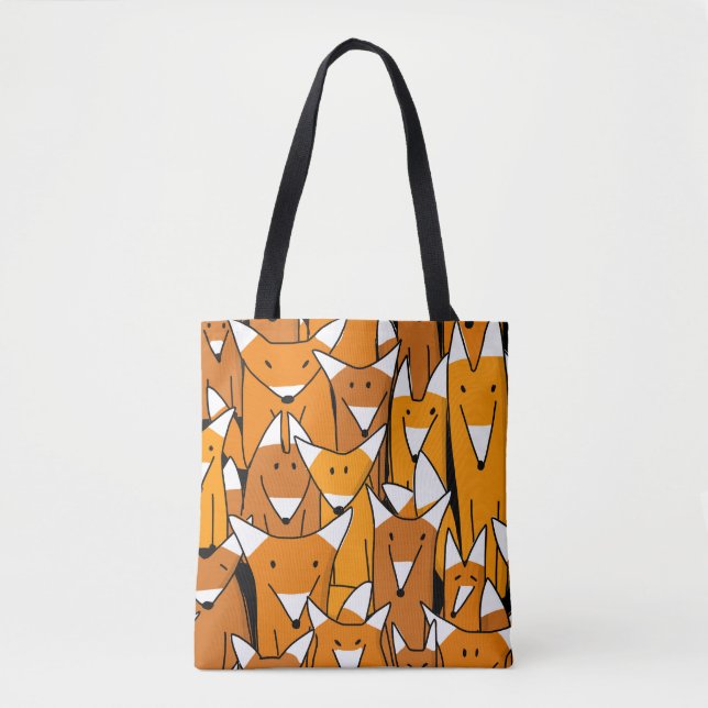 Tote Bag Charmante famille Fox : Motif animal joueuse (Devant)