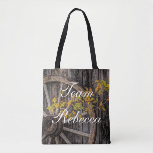 Tote Bag Charme de pays - Roue Rustique Wagon Occidentale