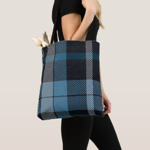 Tote Bag Charme Plaid bleu & noir intemporel : élégant