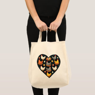 Tote Bag Charme rustique Cottagecore Motif de poulet de fer