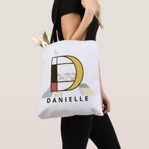 Tote Bag Charming Neoplasticism Style Monogramme. Lettre D