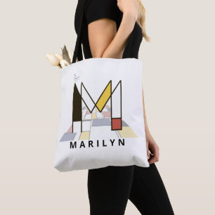 Tote Bag Charming Neoplasticism Style Monogramme. Lettre M