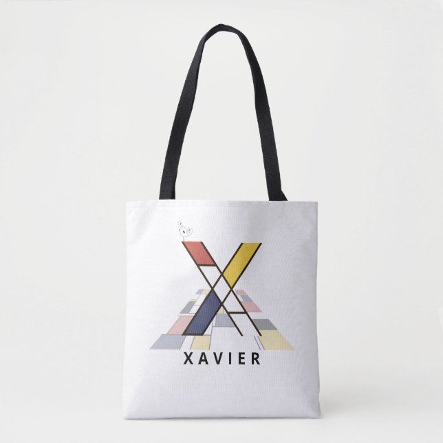 Tote Bag Charming Neoplasticism Style Monogramme. Lettre X (Devant)