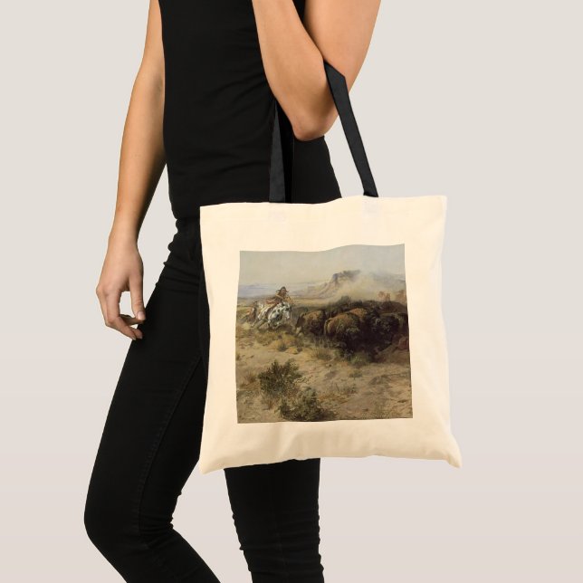 Tote Bag Chasse au bison no 26 par CM Russell, Indiens Vint (Devant (produit))