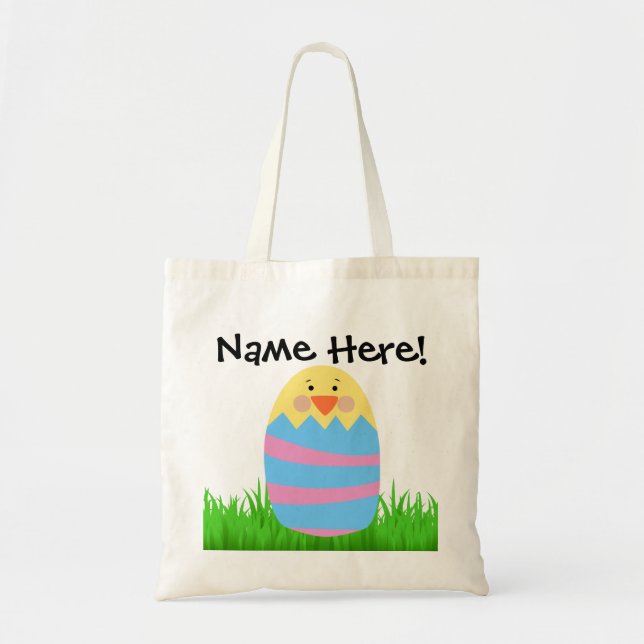 Tote Bag Chasse aux œufs de Pâques personnalisée avec pouss (Devant)