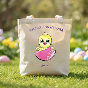 Tote Bag Chasse aux oeufs de poussin de Pâques personnalisé