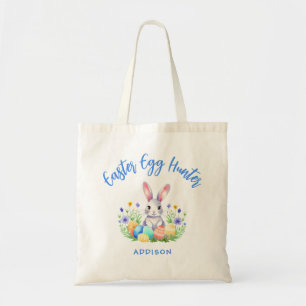 Tote Bag Chasseur d'oeufs de Pâques personnalisé lapin